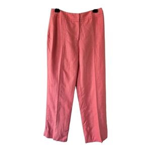 Rafaella Wide Leg Pants Womens 100% Linen Pink Beachy Travel Cruise
